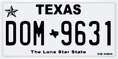 TX license plate DOM9631