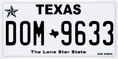 TX license plate DOM9633