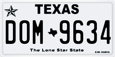 TX license plate DOM9634