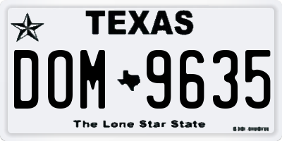 TX license plate DOM9635