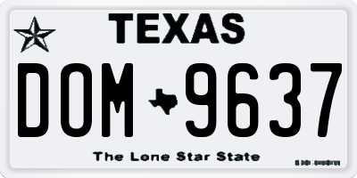 TX license plate DOM9637