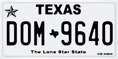 TX license plate DOM9640