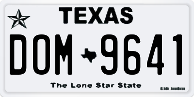 TX license plate DOM9641