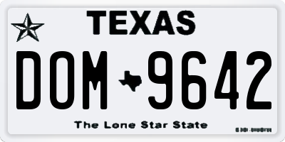 TX license plate DOM9642