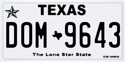 TX license plate DOM9643