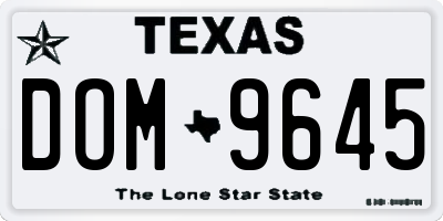 TX license plate DOM9645