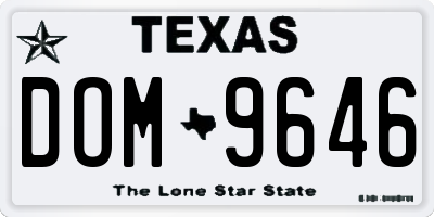 TX license plate DOM9646