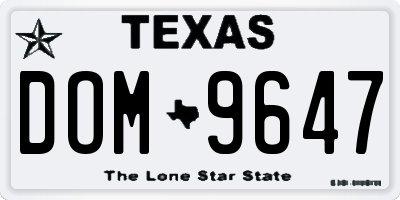 TX license plate DOM9647