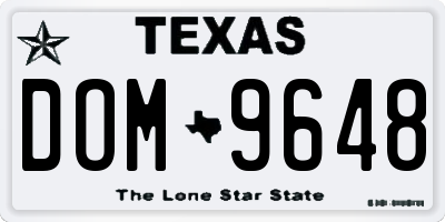 TX license plate DOM9648