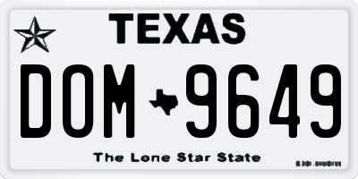 TX license plate DOM9649