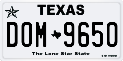 TX license plate DOM9650