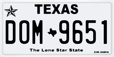 TX license plate DOM9651