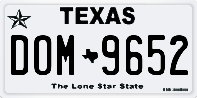 TX license plate DOM9652
