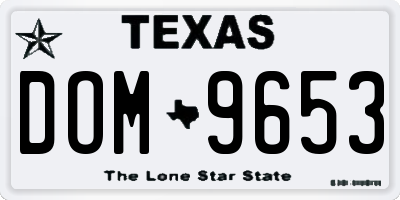 TX license plate DOM9653