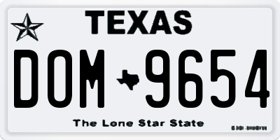 TX license plate DOM9654