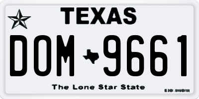 TX license plate DOM9661