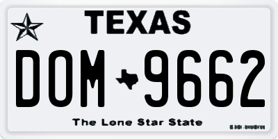 TX license plate DOM9662