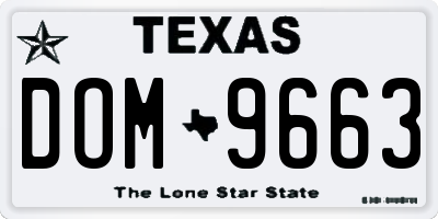 TX license plate DOM9663