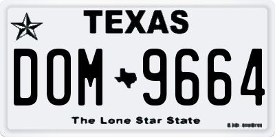 TX license plate DOM9664