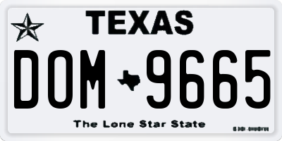 TX license plate DOM9665