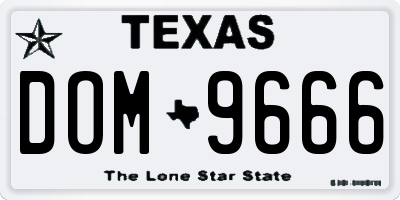 TX license plate DOM9666