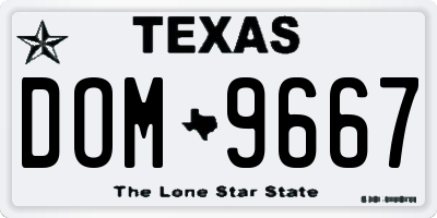 TX license plate DOM9667