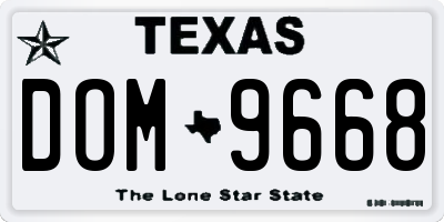 TX license plate DOM9668