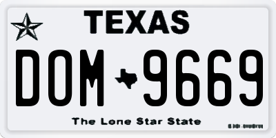 TX license plate DOM9669