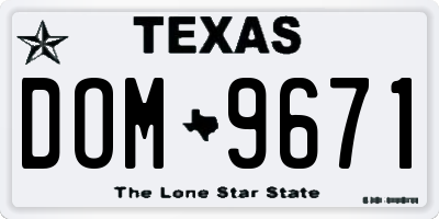 TX license plate DOM9671