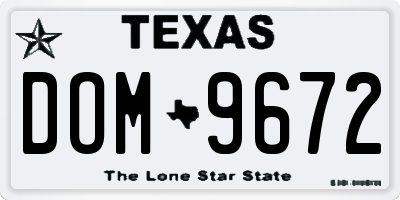 TX license plate DOM9672