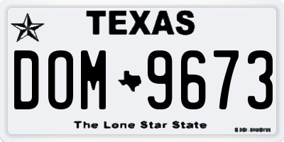 TX license plate DOM9673