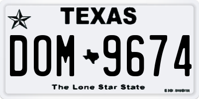 TX license plate DOM9674