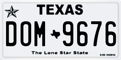 TX license plate DOM9676