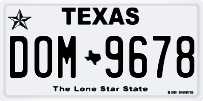 TX license plate DOM9678