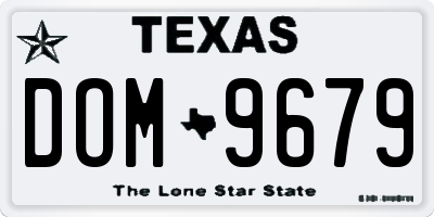 TX license plate DOM9679