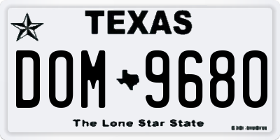 TX license plate DOM9680