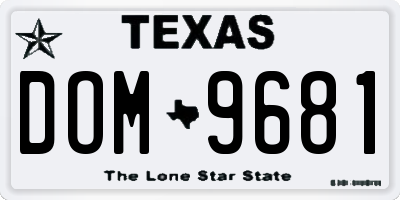 TX license plate DOM9681