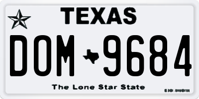 TX license plate DOM9684