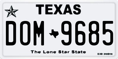 TX license plate DOM9685
