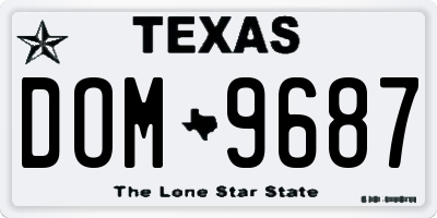 TX license plate DOM9687
