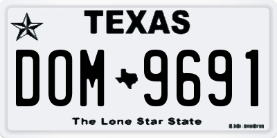 TX license plate DOM9691
