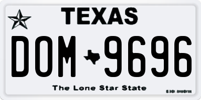 TX license plate DOM9696