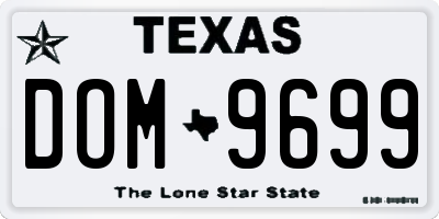 TX license plate DOM9699