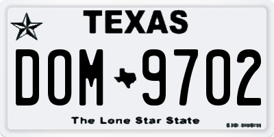 TX license plate DOM9702