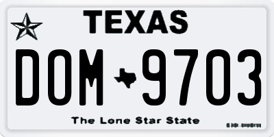 TX license plate DOM9703