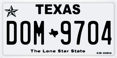 TX license plate DOM9704