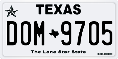 TX license plate DOM9705