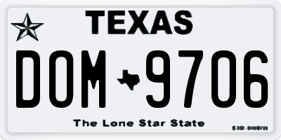TX license plate DOM9706