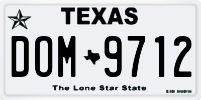 TX license plate DOM9712