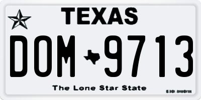 TX license plate DOM9713